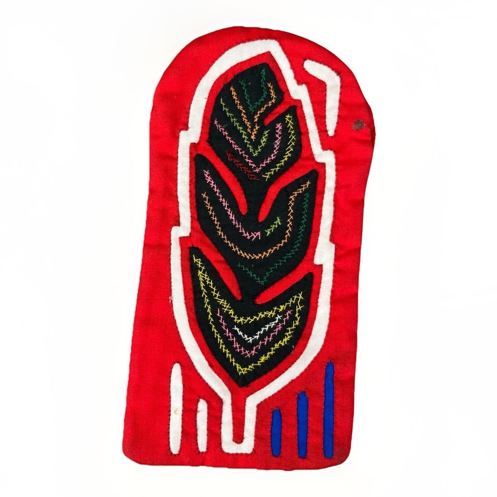 Vintage‎ Kuna Mola Textile Pouch Feather Panama Folk Art Sun Glasses Pocket